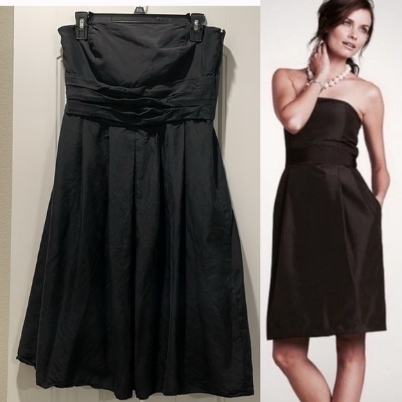 Ann Taylor Women’s Strapless Dress Size 8 100% Silk Black Cocktail Party - Picture 1 of 11